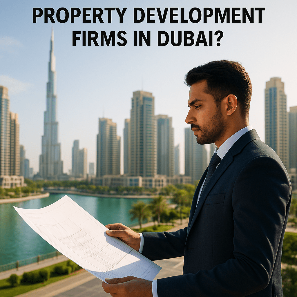 Property development firms in Dubai skyline view